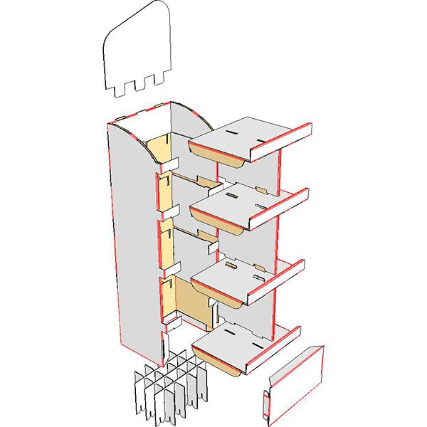 Estructura de exhibidores de cartón para marca de removedores de adhesivos