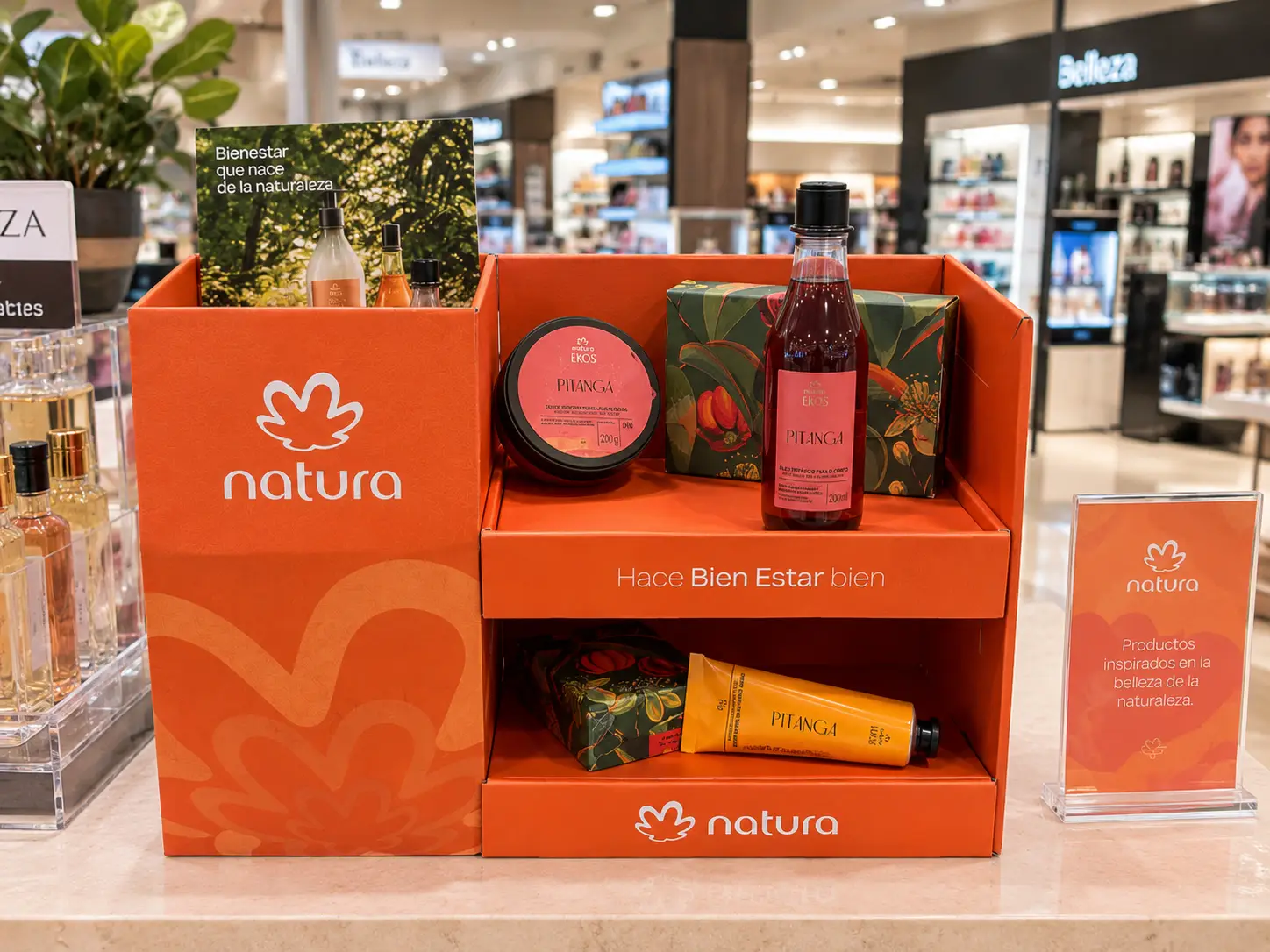 Display de exhibición en centro comercial de una reconocida marca de cosmeticos